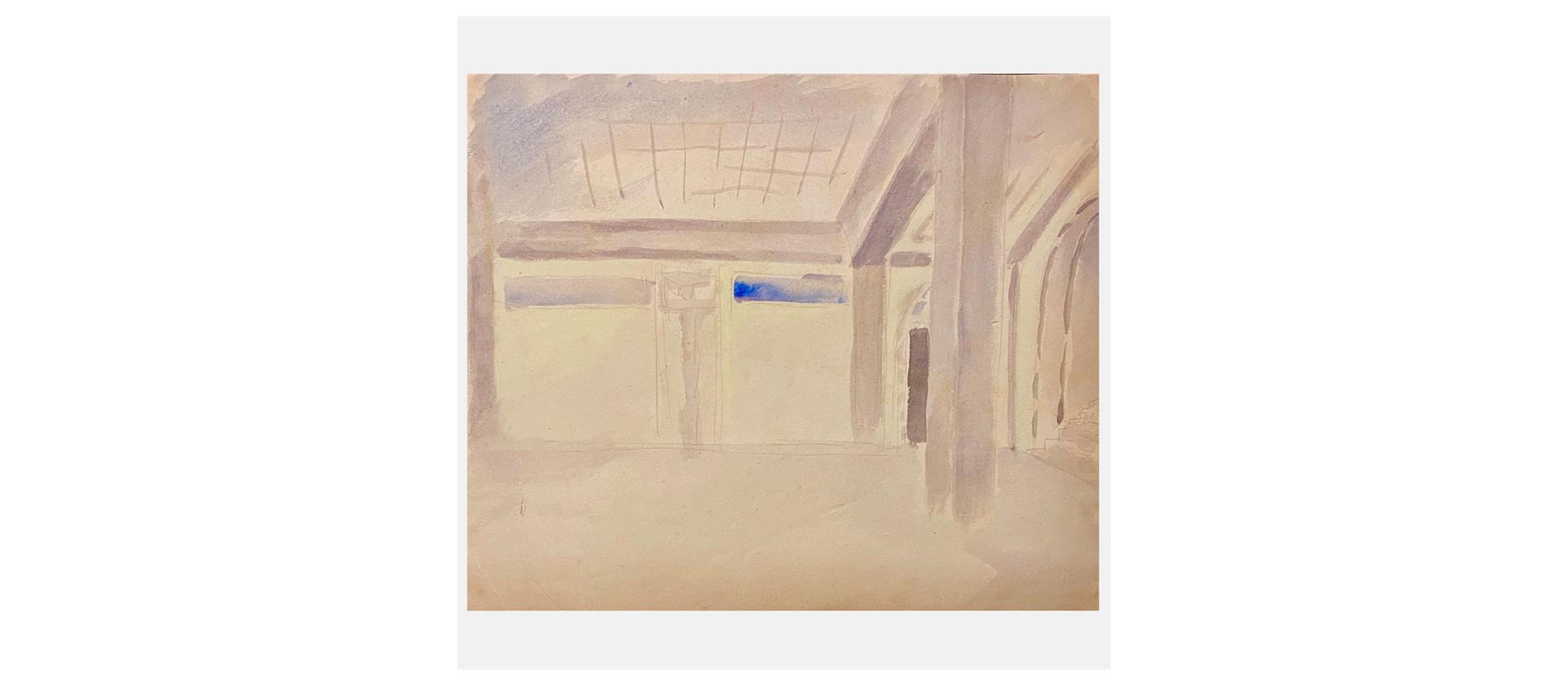 Abb. 6 Dorothea Maetzel-Johannsen, Entwurf für die Neugestaltung des Vorraums zum großen Vortragsaal im Erweiterungsbau der Hamburger Kunsthalle, Aquarell, Bleistift, 1922,  26,7 x 31,5 cm, © Sammlung Tobeler, Hamburg