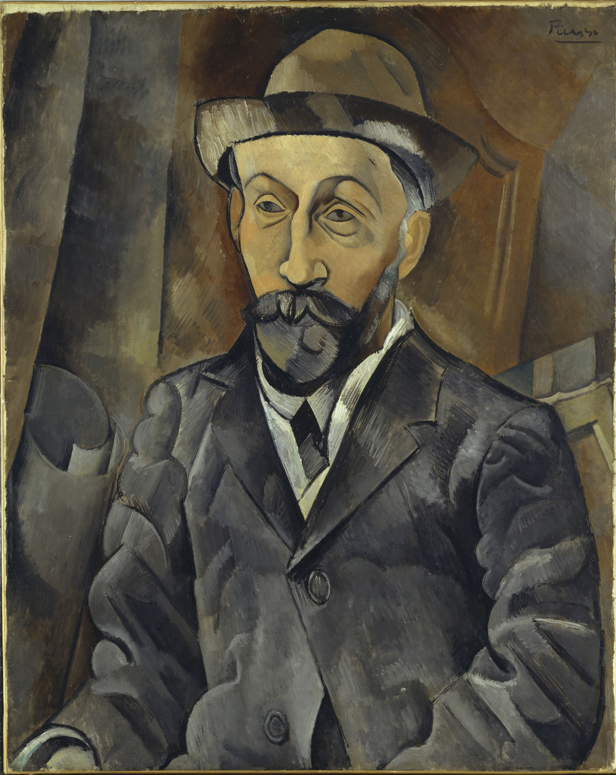 Pablo Picasso, Der Kunsthändler Clovis Sagot, 1909, Öl auf Leinwand, 82 x 66 cm, Dauerleihgabe der Stiftung Hamburger Kunstsammlungen, © SHK / Hamburger Kunsthalle / ARTOTHEK, Foto: Elke Walford, © VG Bild-Kunst, Bonn 2026 Pablo Picasso, Der Kunsthändler Clovis Sagot, 1909, Öl auf Leinwand, 82 x 66 cm, Dauerleihgabe der Stiftung Hamburger Kunstsammlungen, © SHK / Hamburger Kunsthalle / ARTOTHEK, Foto: Elke Walford, © VG Bild-Kunst, Bonn 2026