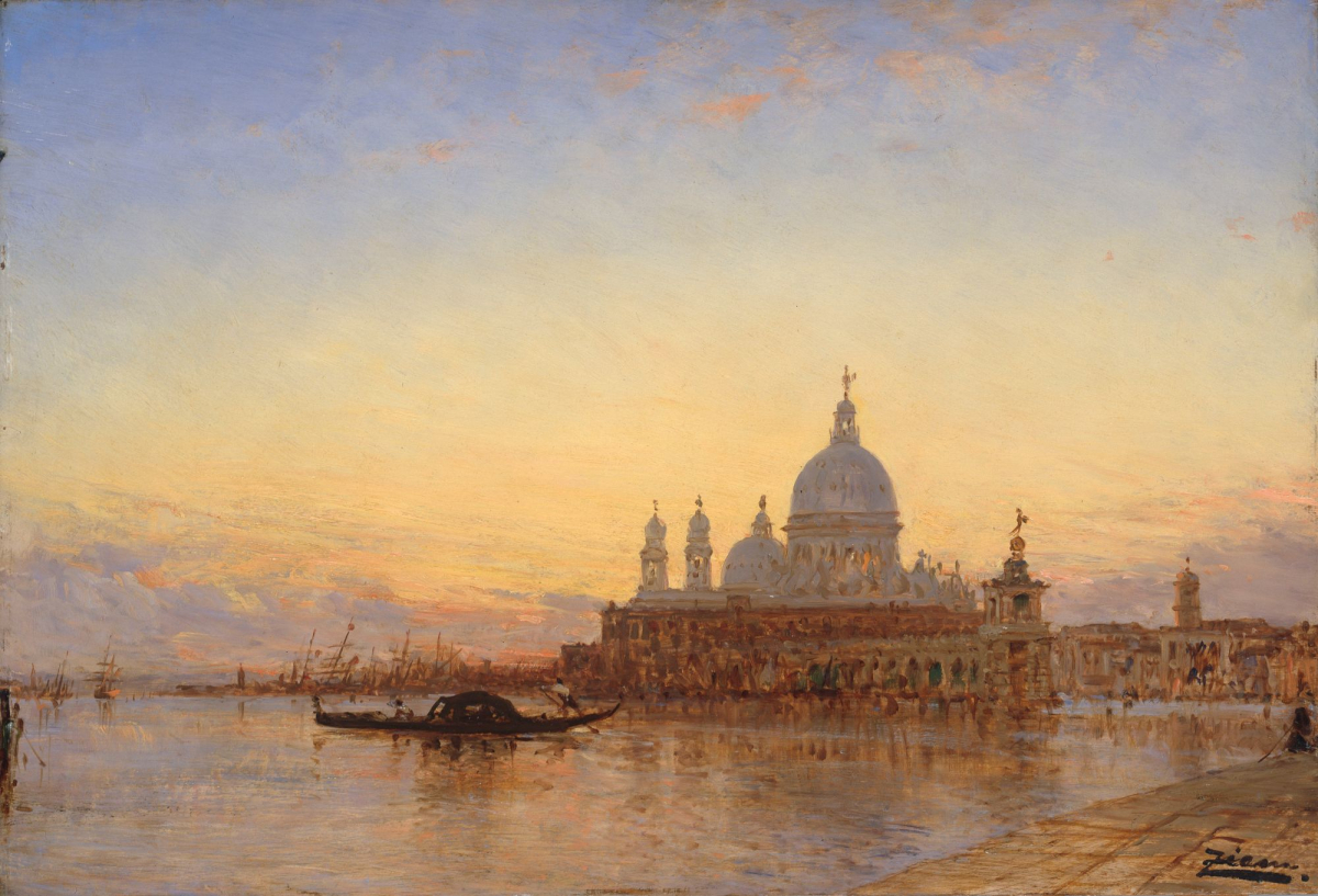 Félix Ziem, Ansicht von Venedig mit Santa Maria della Salute, o. J., Öl auf Eichenholz (parkettiert), 81 x 101 cm, Treuhandvermögen der Freien und Hansestadt Hamburg, vormals Stiftung Siegfried Wedells, © Hamburger Kunsthalle / ARTOTHEK, Foto:Elke Walford