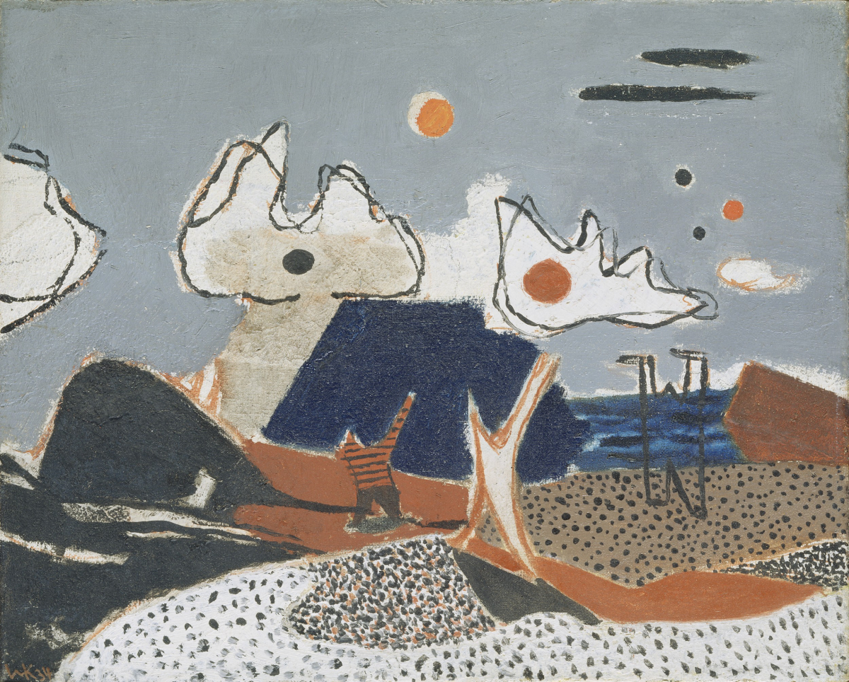 Walter Kröhnke, Ballspieler am Meer, 1934, Öl auf Leinwand, 33 x 41 cm, © Hamburger Kunsthalle / ARTOTHEK, Foto: Elke Walford