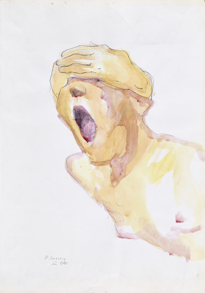 Maria Lassnig, Ohne Titel (Schreiende), 1981, Bleistift, Aquarell auf Papier, 627 x 438 mm, Maria Lassnig Stiftung, © Maria Lassnig Stiftung / VGBild-Kunst, Bonn 2026