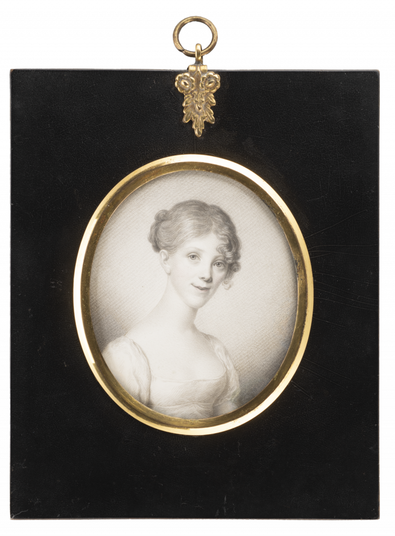 Friedrich Karl Gröger, Sophie Caroline von Berger, um 1809, Silberstift und Bleistift auf weiß grundiertem Papier, 8,8 x 7,5 cm, © Hamburger Kunsthalle / bpk, Foto: Birgitt Schmedding