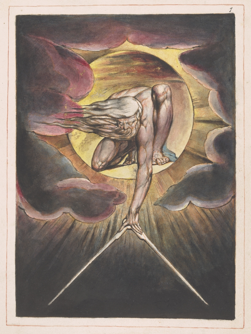 William Blake, Urizen – Der Alte der letzten Tage (Urizen – The Ancient of Days), aus: Europa, eine Prophezeiung (Europe a Prophecy), Tafel 1, © © The Fitzwilliam Museum, Cambridge