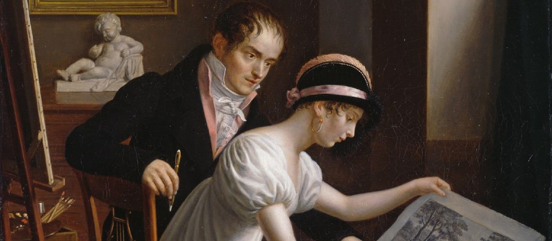 Joseph-François Ducq (Ledeghem 1762 - 1829 Brügge), zugeschrieben, Ein Paar, das Stiche betrachtet, © Hamburger Kunsthalle / bpk Foto: Elke Walford