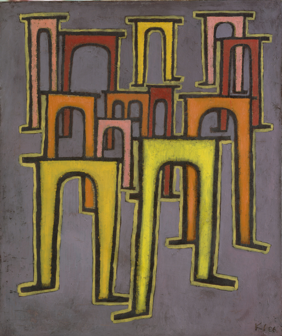 Paul Klee, Revolution des Viaductes, 1937, 153, Öl auf Baumwolle, 60 x 50 cm, © Hamburger Kunsthalle / ARTOTHEK, Foto: Elke Walford Paul Klee, Revolution des Viaductes, 1937, 153, Öl auf Baumwolle, 60 x 50 cm, © Hamburger Kunsthalle / ARTOTHEK, Foto: Elke Walford