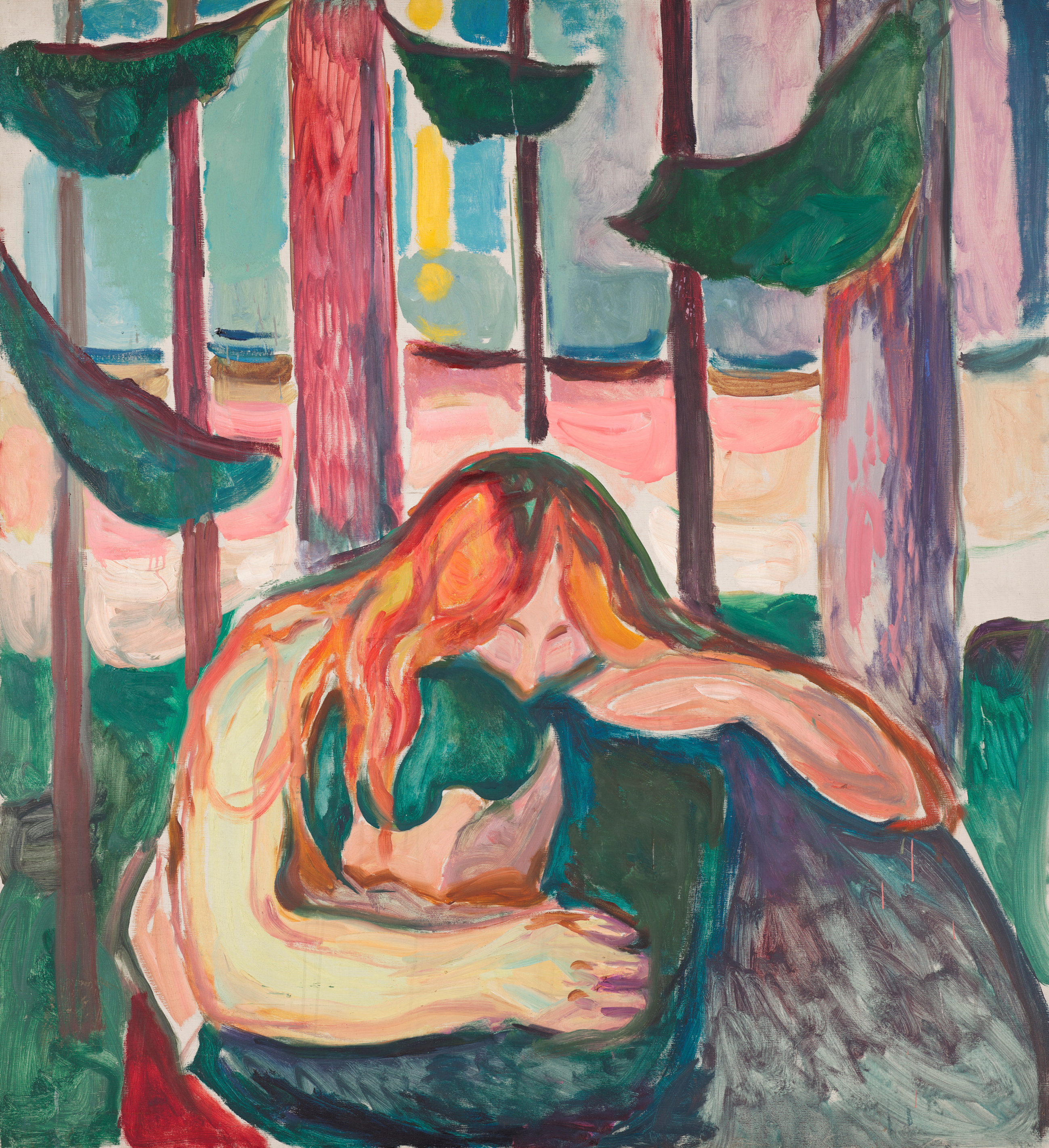 Edvard Munch, Vampir im Wald, 1916–1918, Öl auf Leinwand, 149 x 137 cm, Munchmuseet, Oslo © Munchmuseet, Oslo